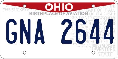 OH license plate GNA2644
