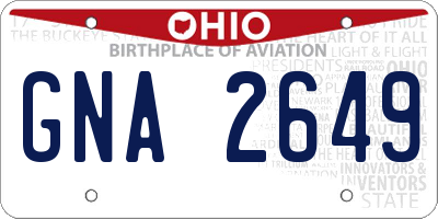 OH license plate GNA2649