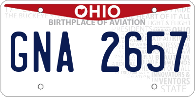 OH license plate GNA2657