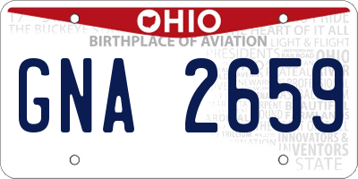 OH license plate GNA2659