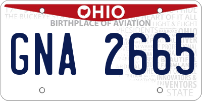 OH license plate GNA2665