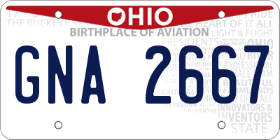 OH license plate GNA2667