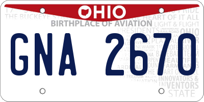 OH license plate GNA2670