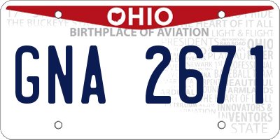 OH license plate GNA2671