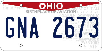 OH license plate GNA2673