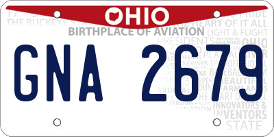 OH license plate GNA2679