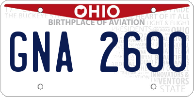 OH license plate GNA2690