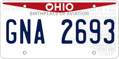 OH license plate GNA2693