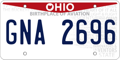 OH license plate GNA2696