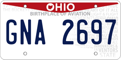 OH license plate GNA2697