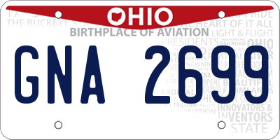 OH license plate GNA2699