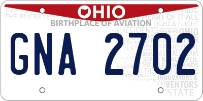 OH license plate GNA2702
