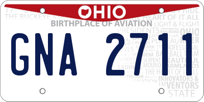 OH license plate GNA2711