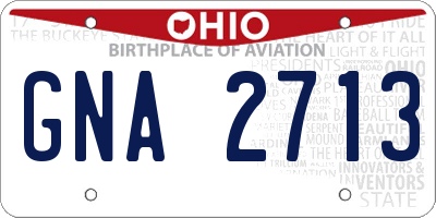 OH license plate GNA2713
