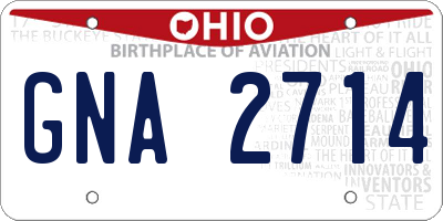 OH license plate GNA2714