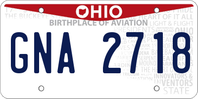 OH license plate GNA2718