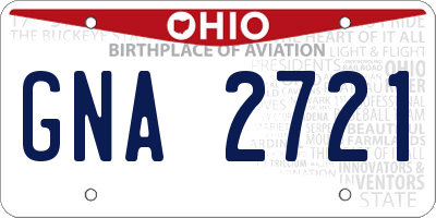 OH license plate GNA2721