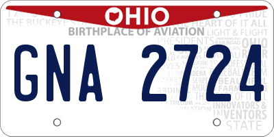 OH license plate GNA2724