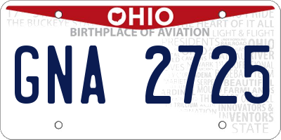 OH license plate GNA2725