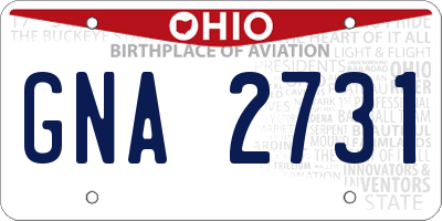 OH license plate GNA2731