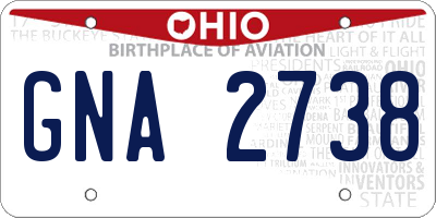 OH license plate GNA2738