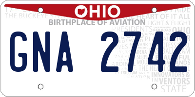 OH license plate GNA2742
