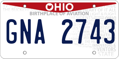 OH license plate GNA2743