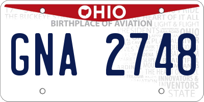 OH license plate GNA2748