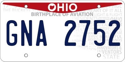 OH license plate GNA2752