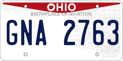 OH license plate GNA2763