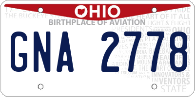OH license plate GNA2778