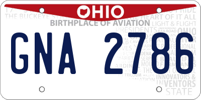 OH license plate GNA2786