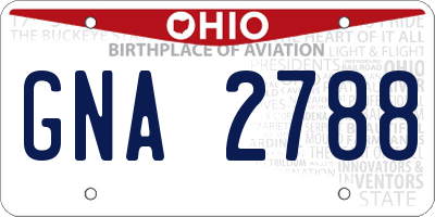 OH license plate GNA2788