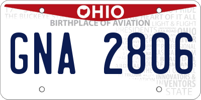 OH license plate GNA2806