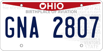 OH license plate GNA2807