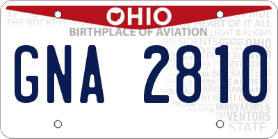 OH license plate GNA2810