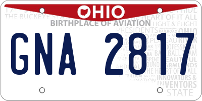 OH license plate GNA2817