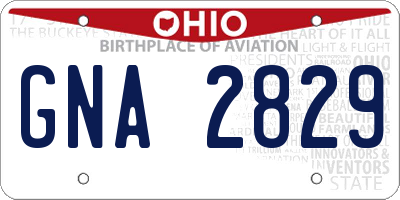 OH license plate GNA2829
