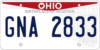 OH license plate GNA2833