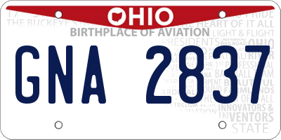 OH license plate GNA2837