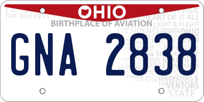 OH license plate GNA2838