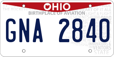 OH license plate GNA2840