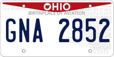 OH license plate GNA2852