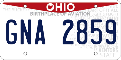 OH license plate GNA2859