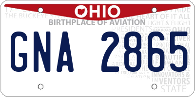 OH license plate GNA2865