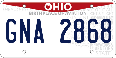 OH license plate GNA2868