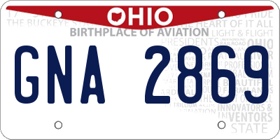 OH license plate GNA2869