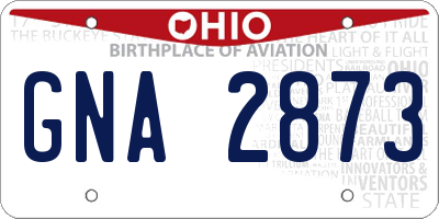 OH license plate GNA2873