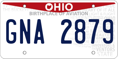 OH license plate GNA2879