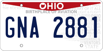 OH license plate GNA2881
